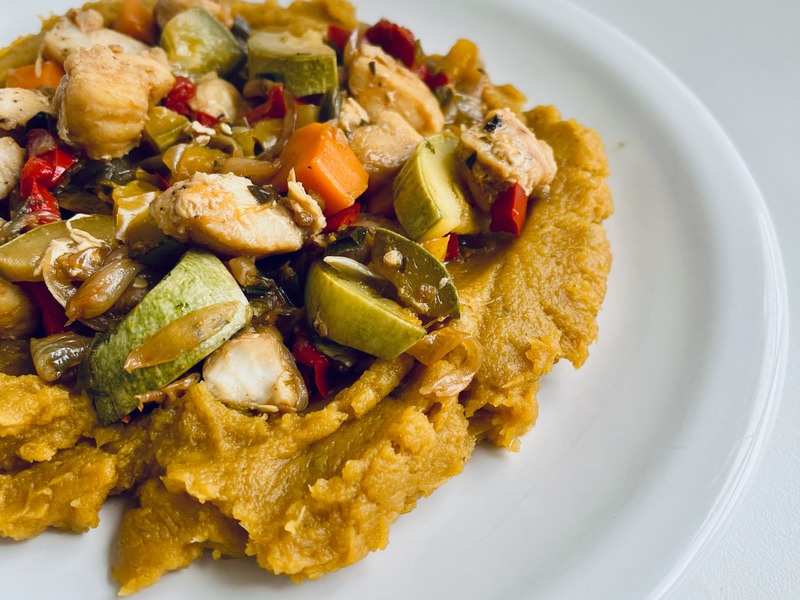 Pescado con vegetales